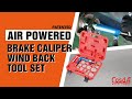 Air powered brake caliper wind back tool set