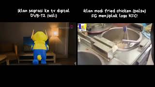 perbedaan iklan migasi tv digital DVB-T2 (asli) dengan iklan Modi fried chicken (palsu)