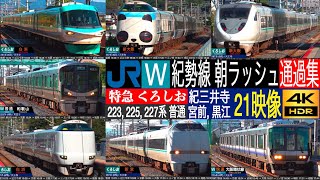 4K / JR West Kisei-Main-Line Limited Express KUROSHIO at Kimiidera, Miyamae and Kuroe station.