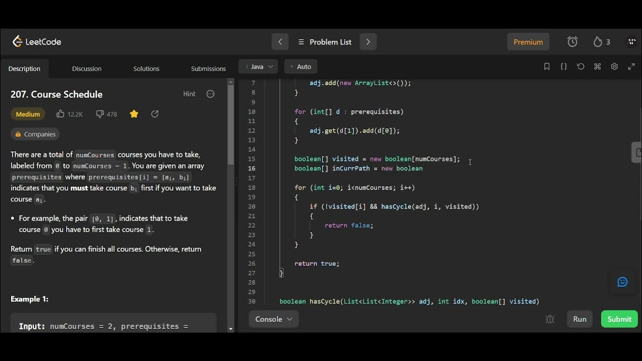 Course Schedule LeetCode 207 Java YouTube course-schedule-leetcode-207-java-youtube