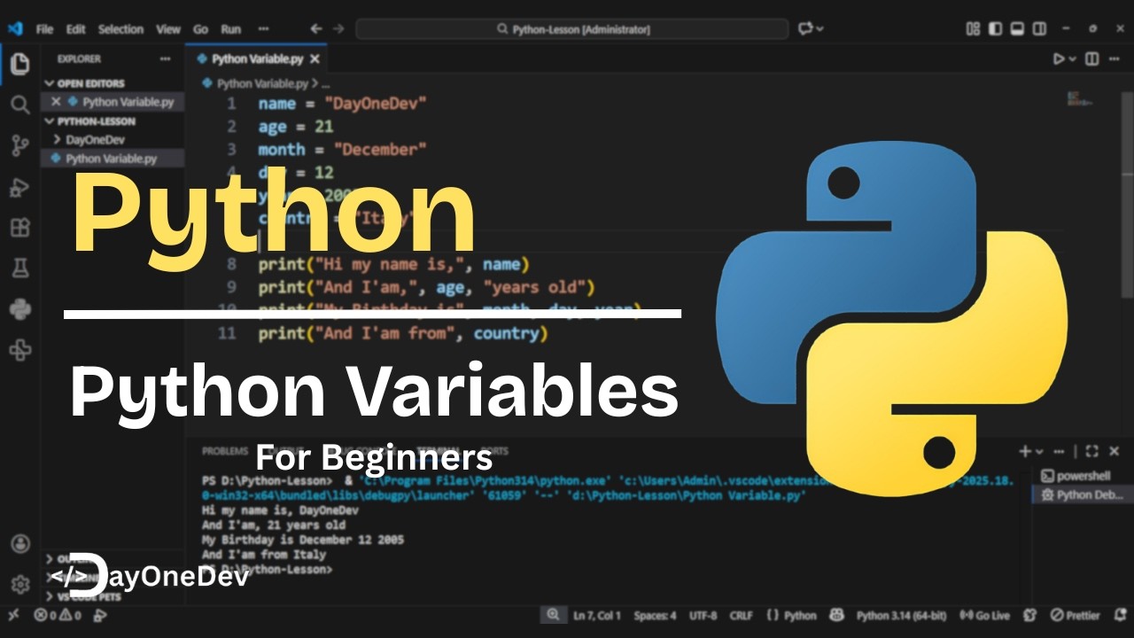 Python: Python Variables | Tutorial for Beginners - YouTube