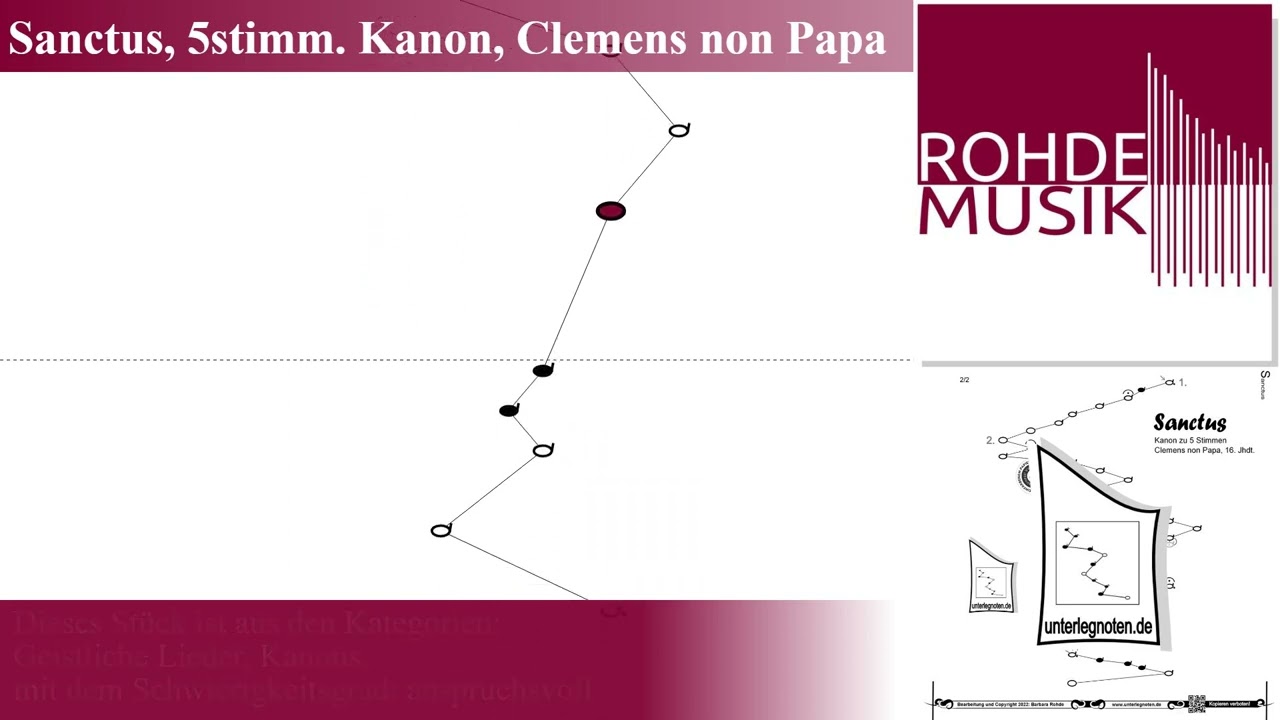 Sanctus, 5stimm. Kanon, Clemens non Papa | Harmonieharfe, Veeh-Harfe, Zauberharfe | Rohdemusik.de