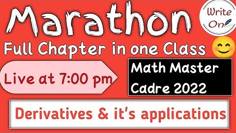 Derivatives and its applications for Math Master Cadre 2022 | Marathon | Full Chapter | Master Cadre