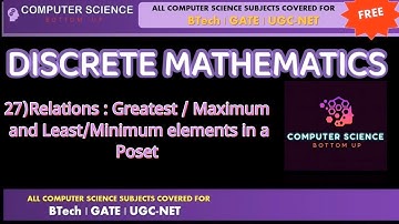 Discrete Mathematics : 27) Relations : Greatest / Maximum and Least/Minimum elements in a Poset