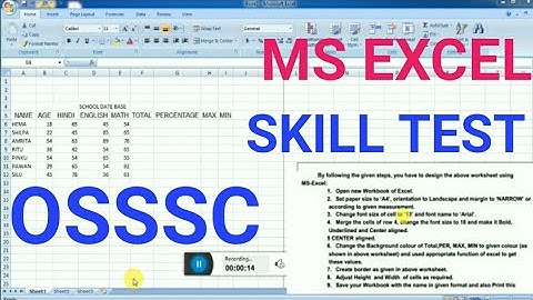 MS EXCEL SKILL TEST QUESTION FOR OSSSC