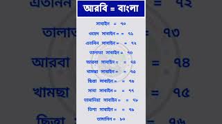 Learn Arabic Number Language | আরবি সংখ্যা গননা | আরবিতে ৭০ - ৮০ হিসাব Arabic To Bangla Count Arabi