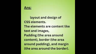 What are element of CSS Box Model | Q-3 #shorts