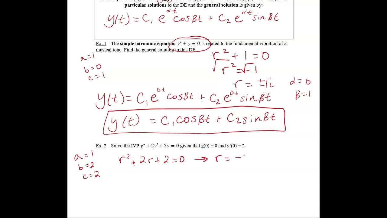 MAT371 4.3 Auxiliary Equations with Complex Roots