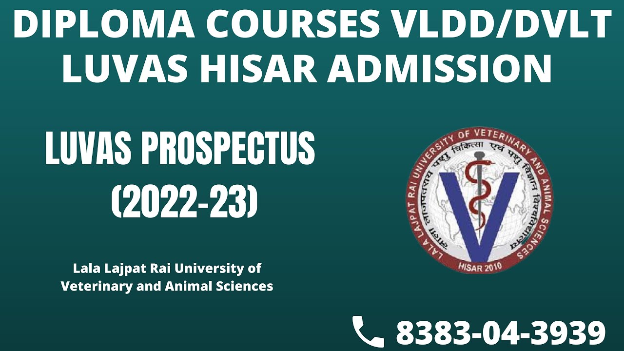 VLDA (VLDD) & DVLT DIPLOMA ADMISSION PROSPECTUS || LUVAS HISAR - YouTube