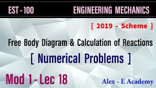 Est 100 - Mechanics Mod 1 - Lec 18 Numerical Problems Free Body Diagram & Resolution Ktu