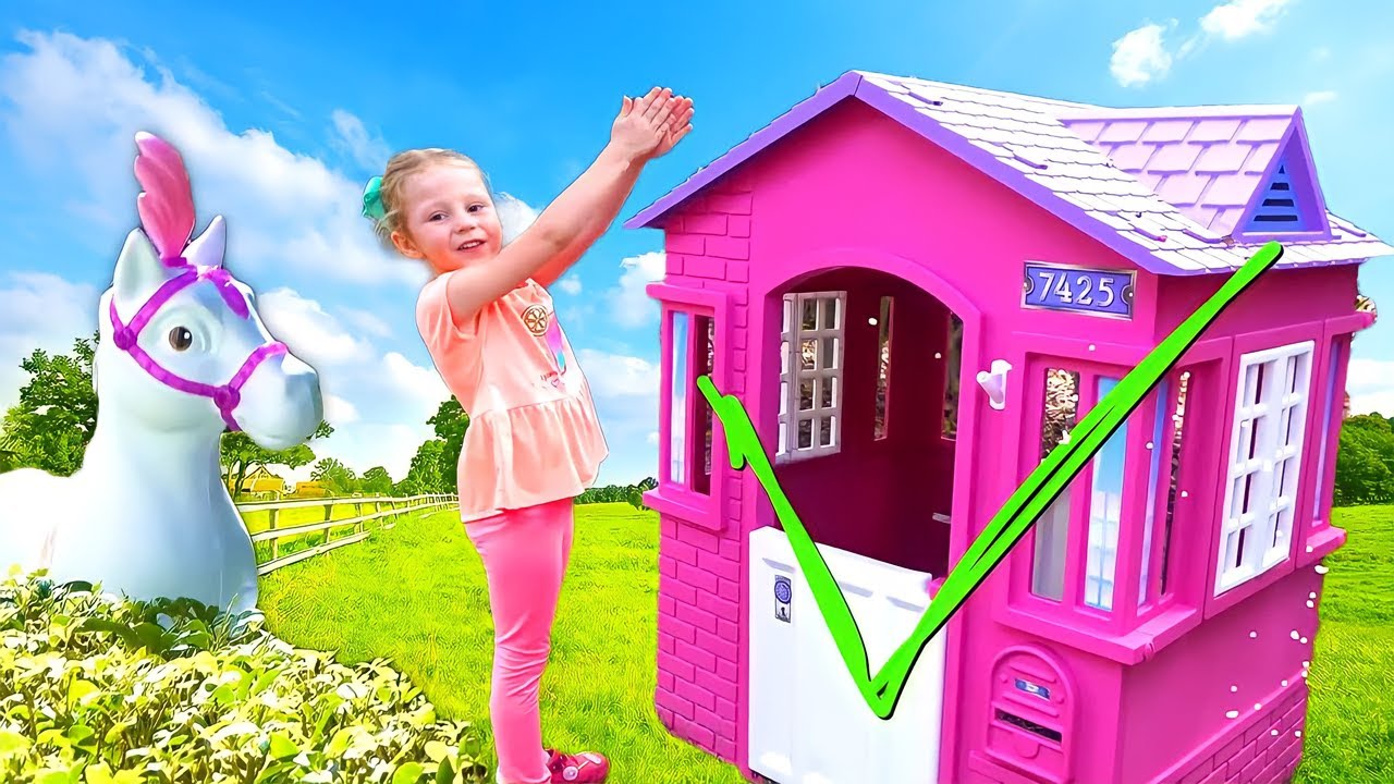 Nastya membangun rumah baru untuk mainan
