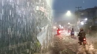 Super Heavy rain and flooded my village | Get rid of insomnia and fall asleep to the sound of rain