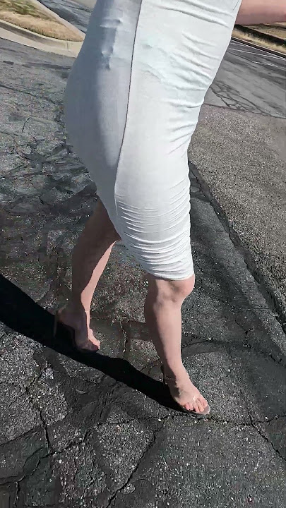 Walking in clear top 6' stiletto sandals!