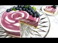 Blueberry Cheesecake Recipe | No-Bake No-Egg | Zebra Cheesecake
