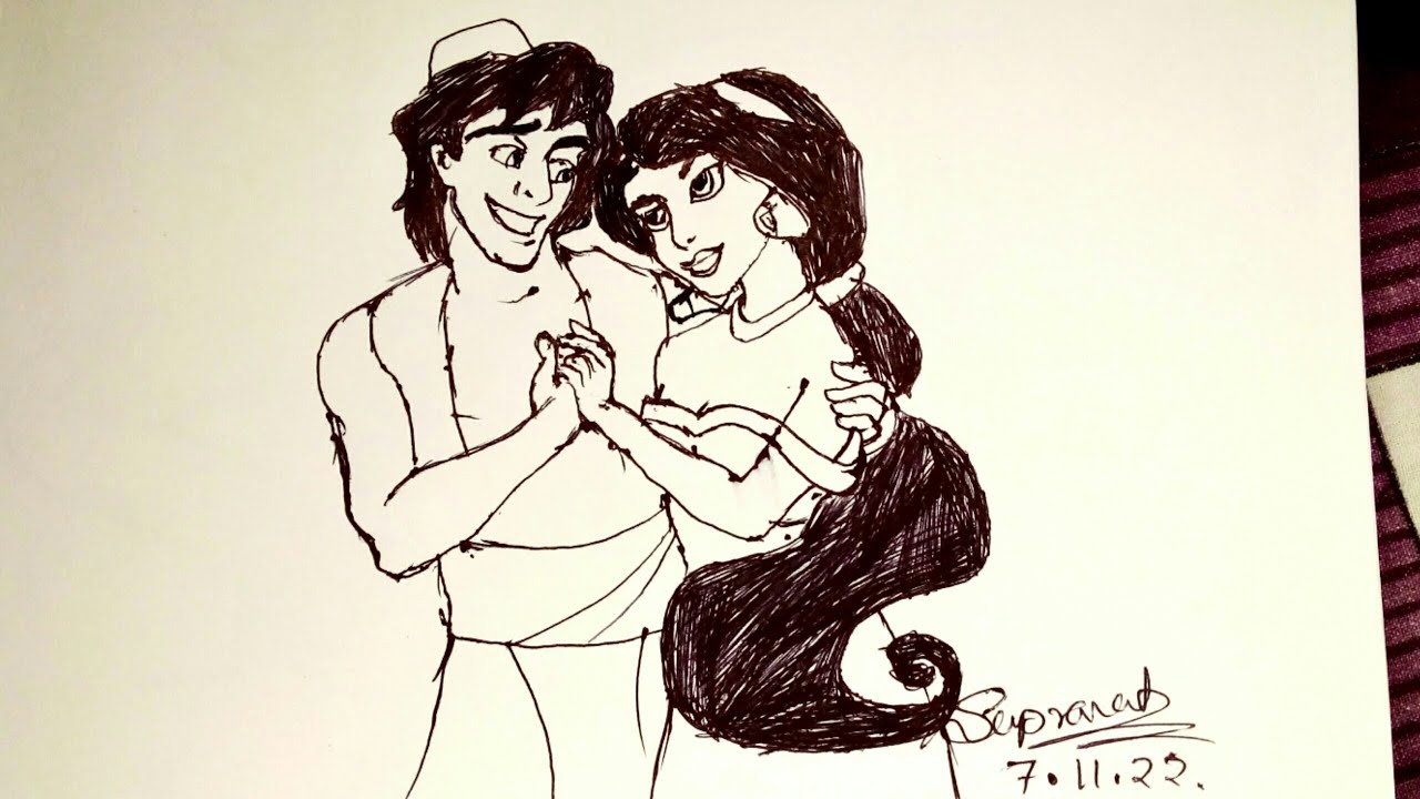 How to Draw Aladdin & Jasmine 