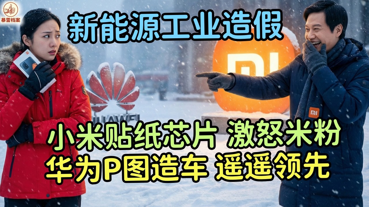 新能源庞氏骗局,从华为P图造车到小米贴纸芯片，你的“遥遥领先”可能只是安慰剂效应,还没造车先学会修图？尚界AI造假与雷军的“表演式冬测”：在这个比烂的时代，你的智商不够用了