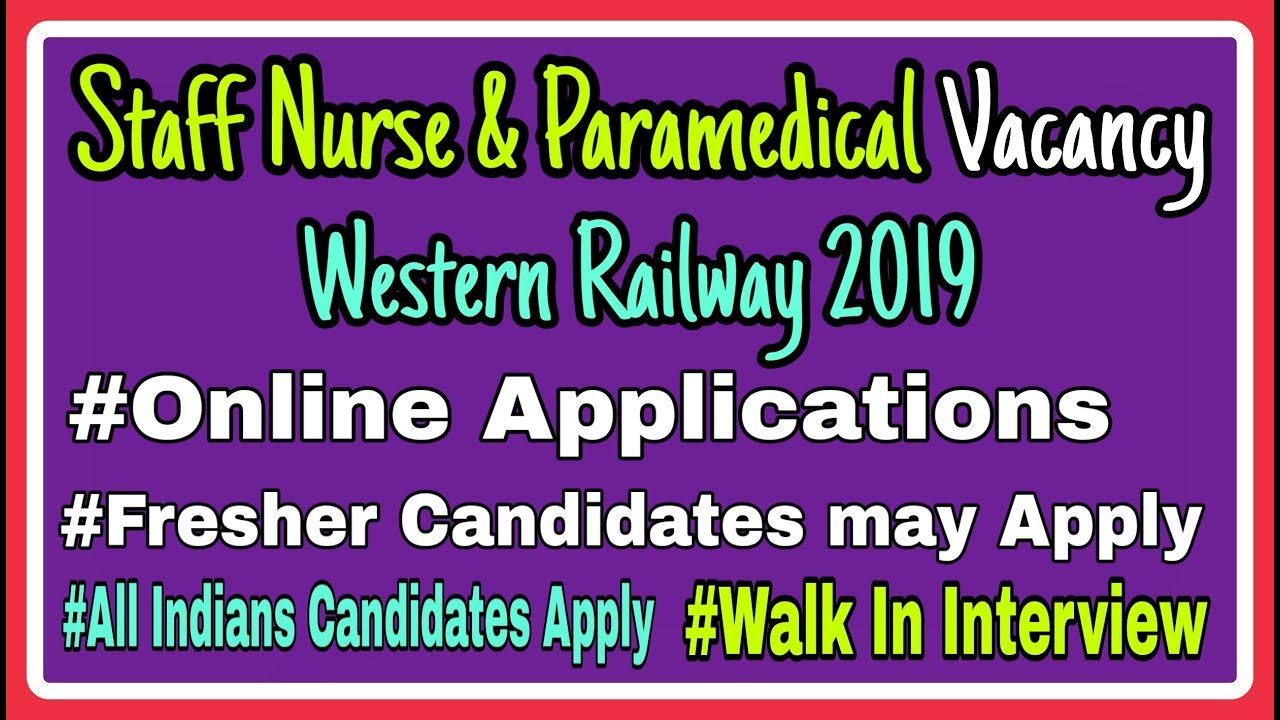 Western Railway Nursing & Paramedical Recruitment || Nursing Trends