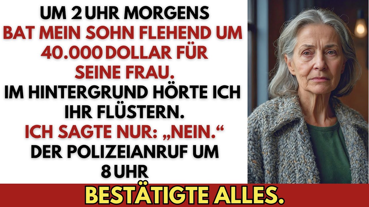 Ich hätte um 2 Uhr nachts niemals ans Telefon gehen dürfen. Meine Schwiegertochter war angeblich zusammengebrochen – das Krankenhaus verlangte 40.000 Euro, sonst keine Operation. Wilhelm klang...
