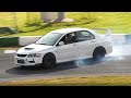 Mitsubishi lancer evo 9s having fun on a kart circuit awd slides burnout  exhaust sound