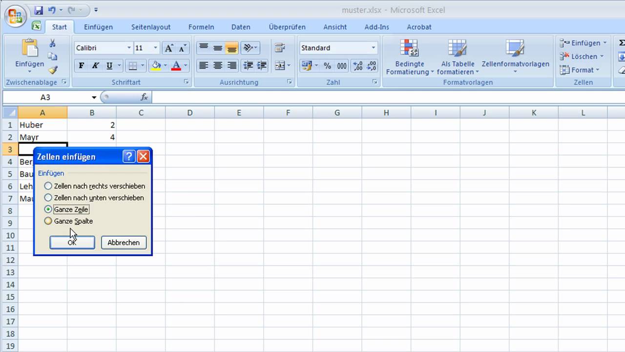 Excel Zeilen Zählen