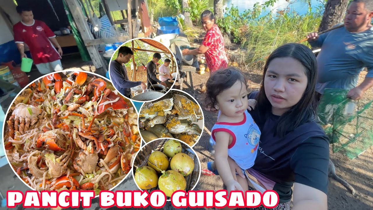 PANCIT BUKO NA MAY HIPON AT ALIMANGO | NAGTANGHALIAN KAMI SA KUBO