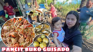 PANCIT BUKO NA MAY HIPON AT ALIMANGO | NAGTANGHALIAN KAMI SA KUBO