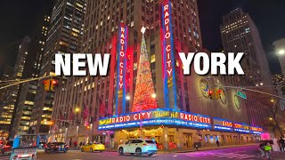 NYC Christmas Walk 2023 4K NYC Night Walk ✨ 5th Avenue, Rockefeller Center, Radio City Music Hall