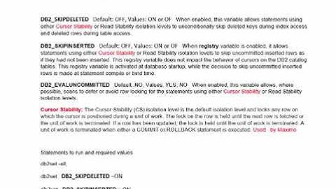 Maximo Setting DB2 variables for Db2 database performance