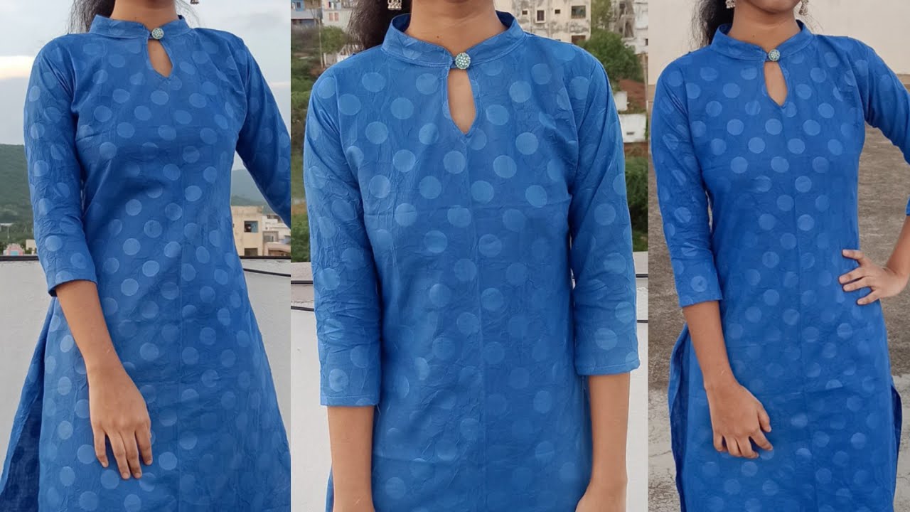 Collar neck kurti cutting step by step for beginners- Collar neck dress  cutting-Collar neck cutting - YouTube