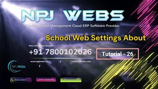 Tutorial 26 School Web Settings About Hindi Video NPJ Webs || npjwebs