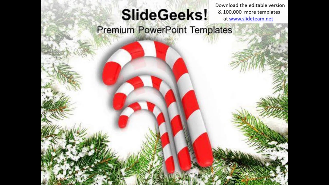 3 red candies cane christmas powerpoint templates ppt backgrounds for slides 1212