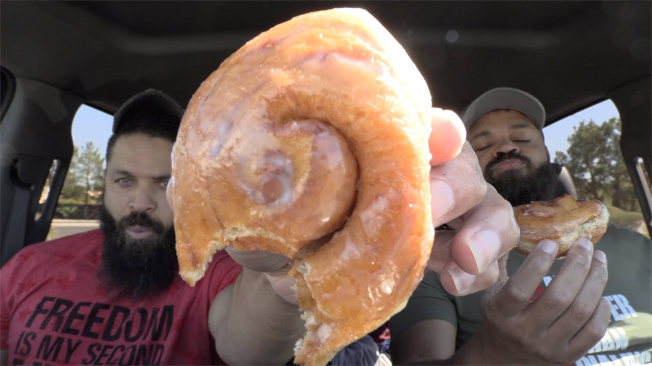 Eating Krispy Kreme Cinnamon Rolls