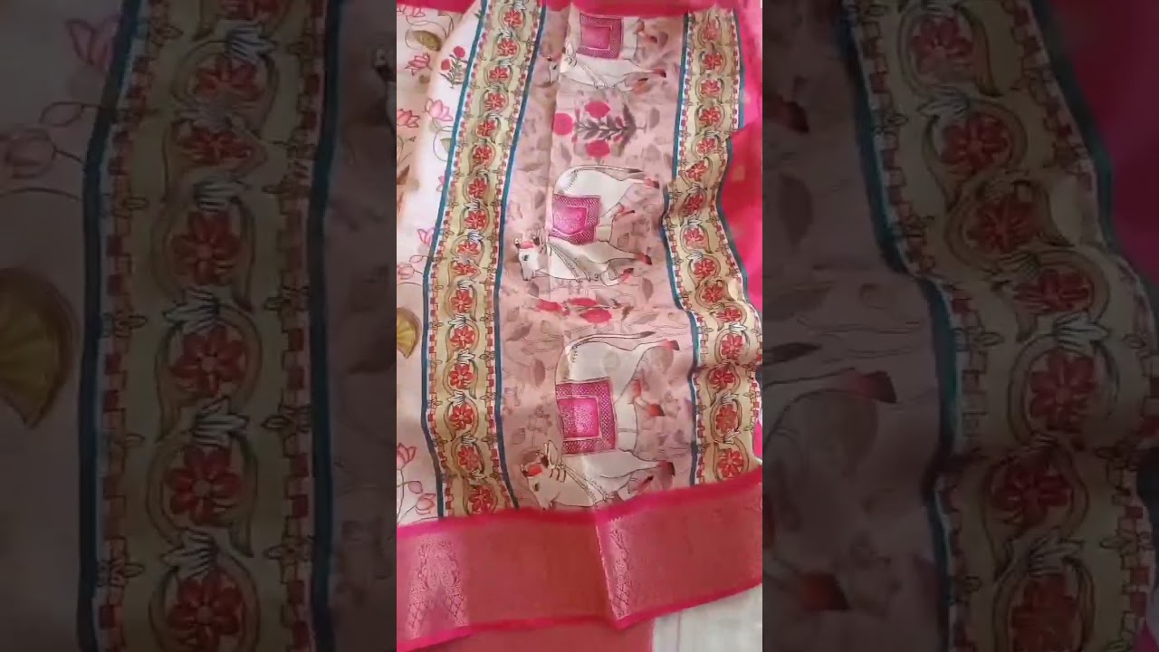 Traditional saree with Lotus and Cow print saree || DM 8088010115 