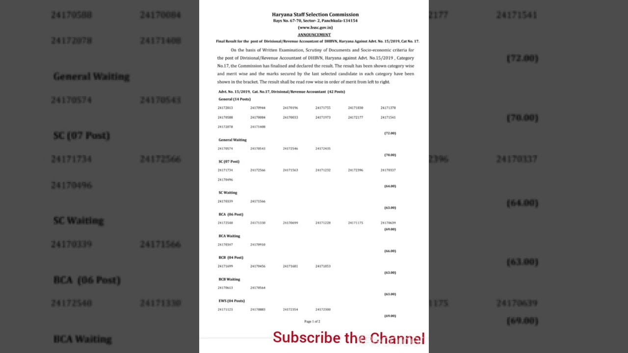 Hssc Result । Divisional accountant result । Dental Hygienist ।