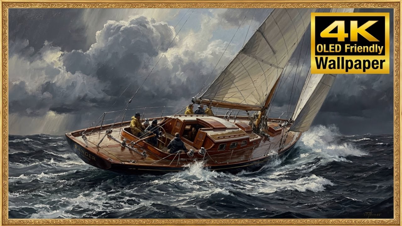 4K Wallpaper - Stormy Sailboat - Nautical Drama