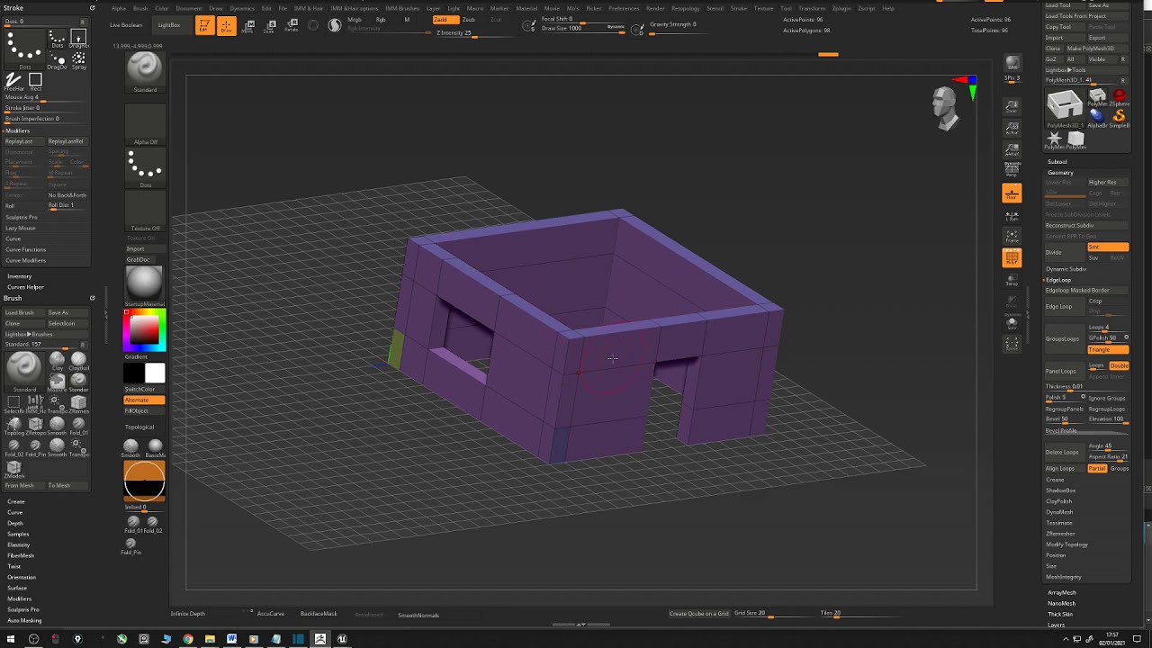 change floor size zbrush