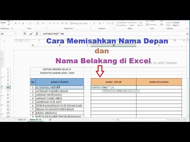 Cara Memisahkan Nama Depan dan Nama Belakang di Excel class=