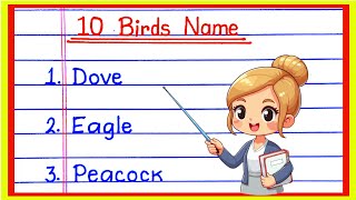 Write Birds Name | 10 Pakshiyon ke Naam | Name of 10 Birds | 10 Birds Name in English