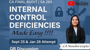📚CA Final Audit |SA 265–Communicating Deficiencies in Internal Control |QB Discussion📅Sept25 &Jan26