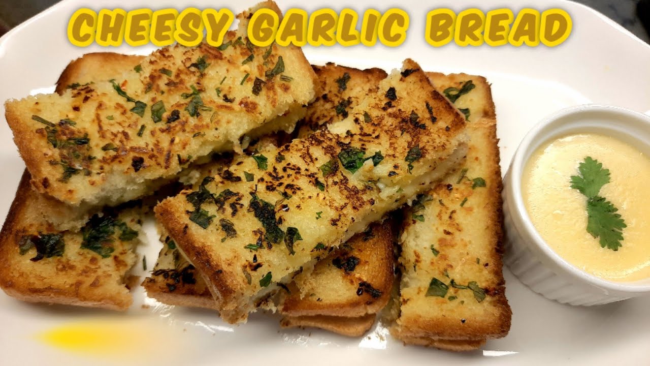 Domino's Style Chessy Garlic Bread With Cheese Dip Cheesy Garlic