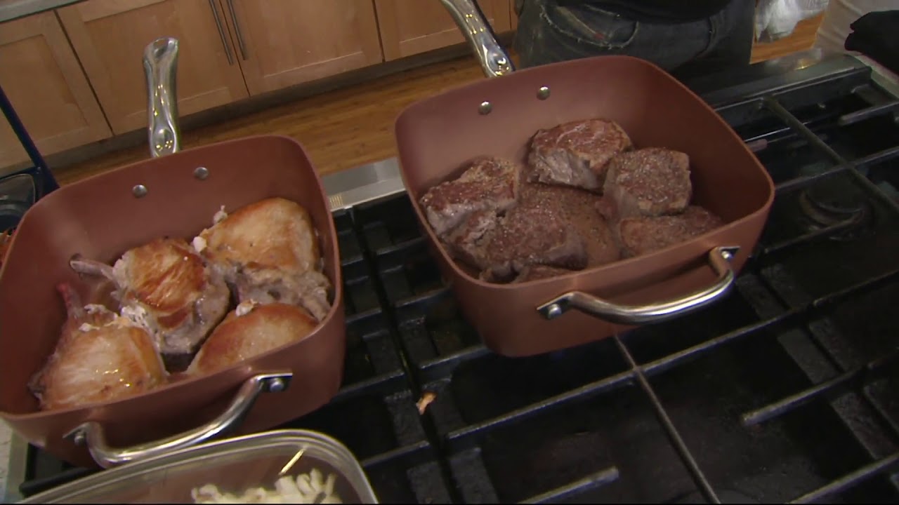 Copper Chef 9.5" Square Pan with 5-Piece Cooking System & Recipes on QVC