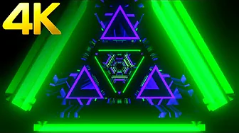 4K Abstract OLED Triangle Tunnel Green & Blue Color Neon Video Background Screensaver (No Sound)