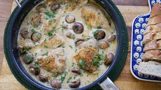 Hähnchen mit Champignons &amp; Weißweinsauce (Rezept) || Chicken with Mushrooms &amp; White Wine Sauce