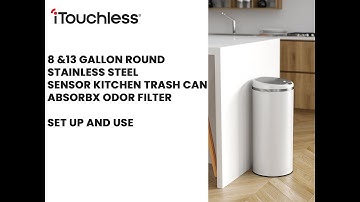 iTouchless 8 & 13 Gallon Stainless Steel Sensor Kitchen Trash Can w/ AbsorbX Odor Filter Setup & Use