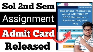Assignment *Admit Card Released* For DU SOL 2nd Semester 2021 | Du Sol 2nd Sem Assignment Update