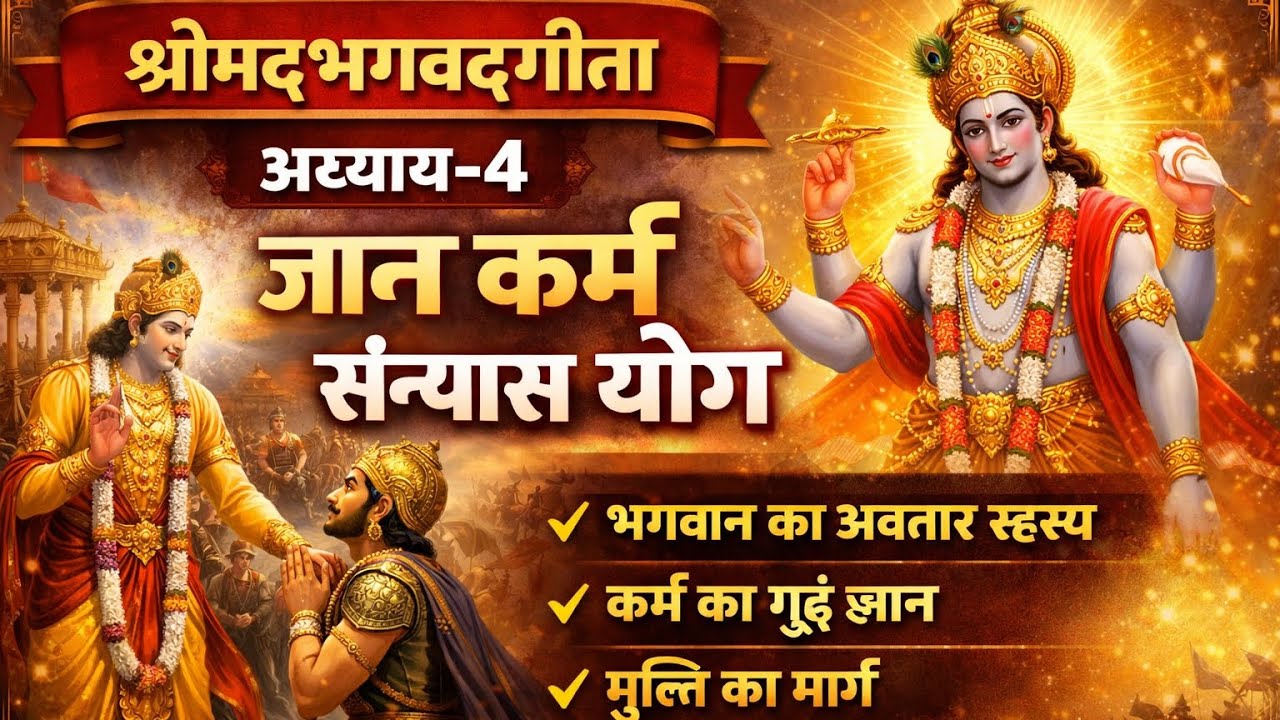 श्रीमद्भगवद्गीता अध्याय 4 | ज्ञान कर्म संन्यास योग | भगवान के अवतार का रहस्य | Hindi