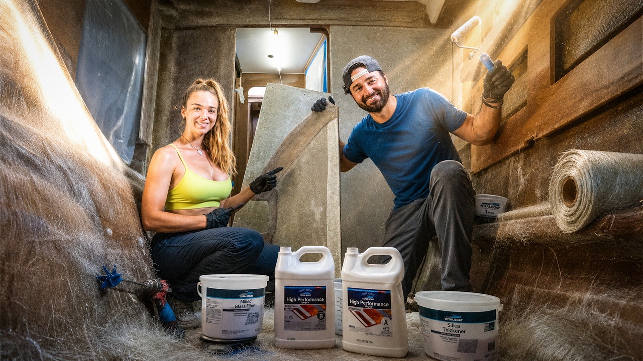 We’re FIBERGLASSING OUR BULKHEADS!!!! | DIY Catamaran Rebuild 🚧 | Ep.97