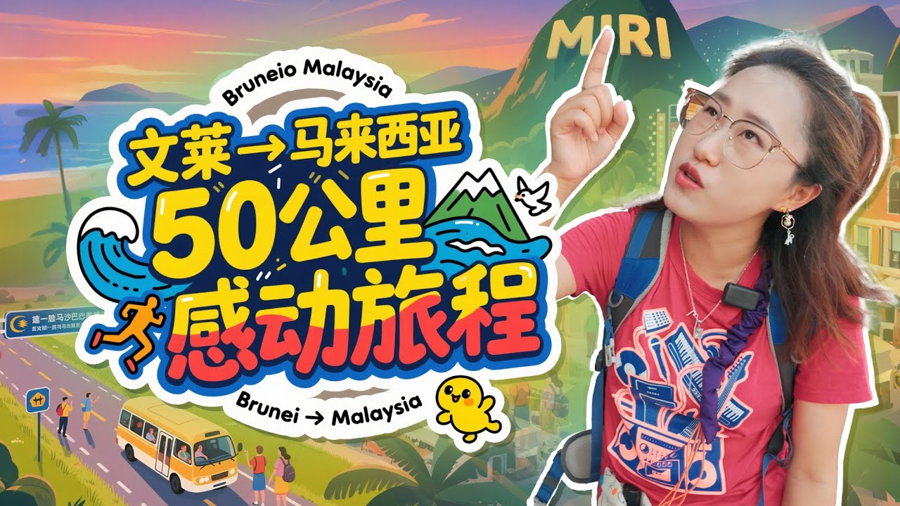 告别🇧🇳文莱遇上市集狂欢！6文币到诗里亚，搭车跨境遇贵人，直抵马来西亚🇲🇾美里拍巨型城市标志日落！