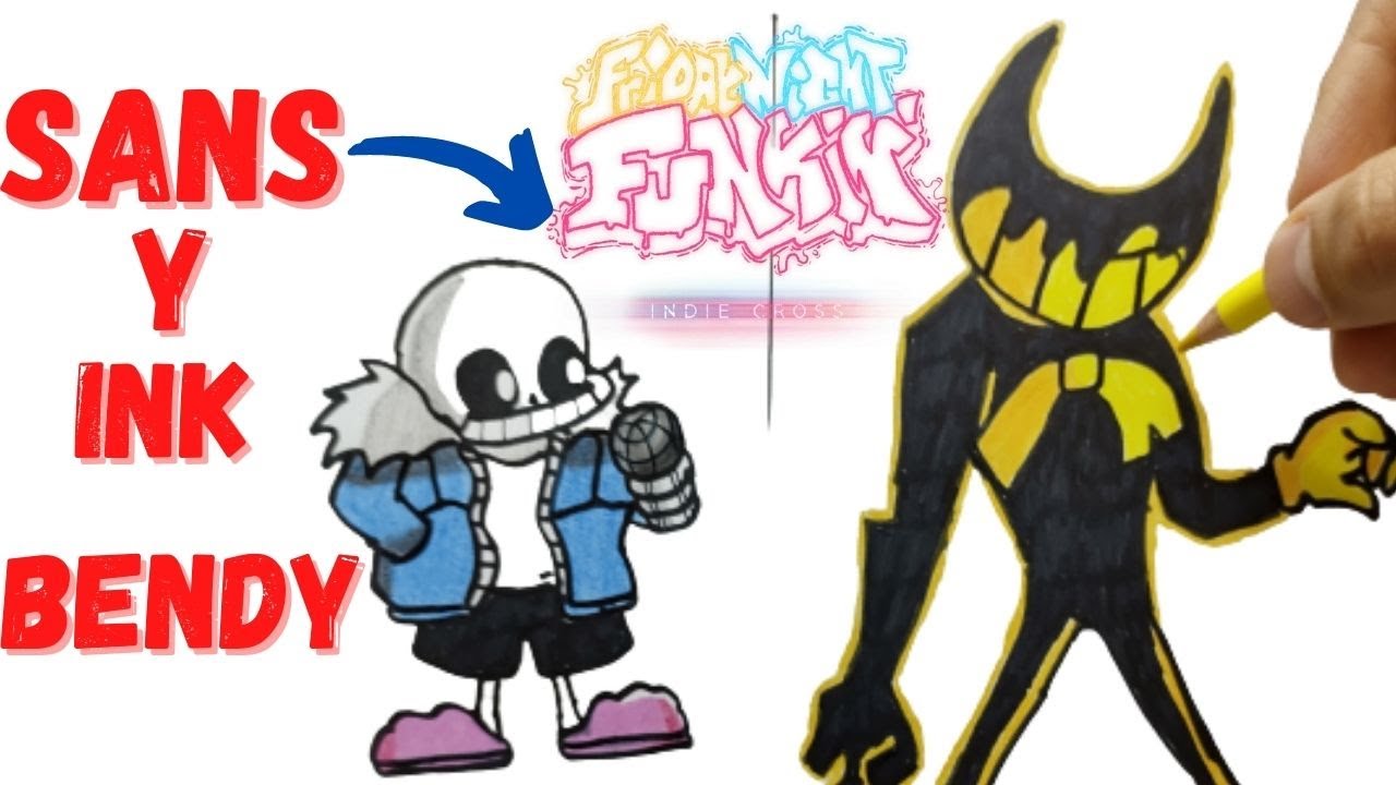 How to draw Sans (FNF: Indie Cross) - Sketchok easy drawing guides