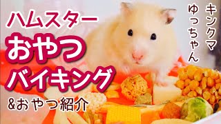 【ハムスターおやつ紹介】おやつバイキング開催❗️サテンハムスターゆっちゃんは何が好き？【食べ放題】